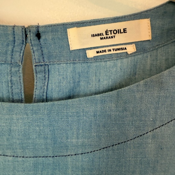 Étoile Isabel Marant Blue ruffled chambray denim dress - Picture 2 of 5